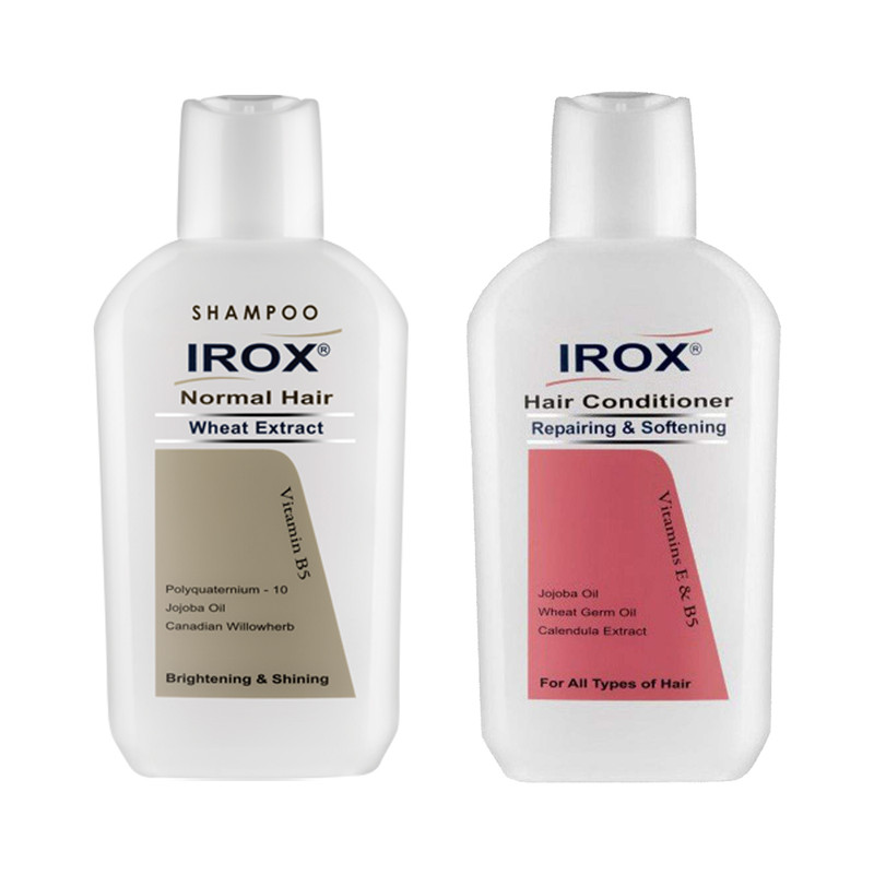 شامپو مو ایروکس مدل سبوس گندم حجم 200 میلی لیتر به همراه نرم کننده مو حجم 200 میلی لیتر