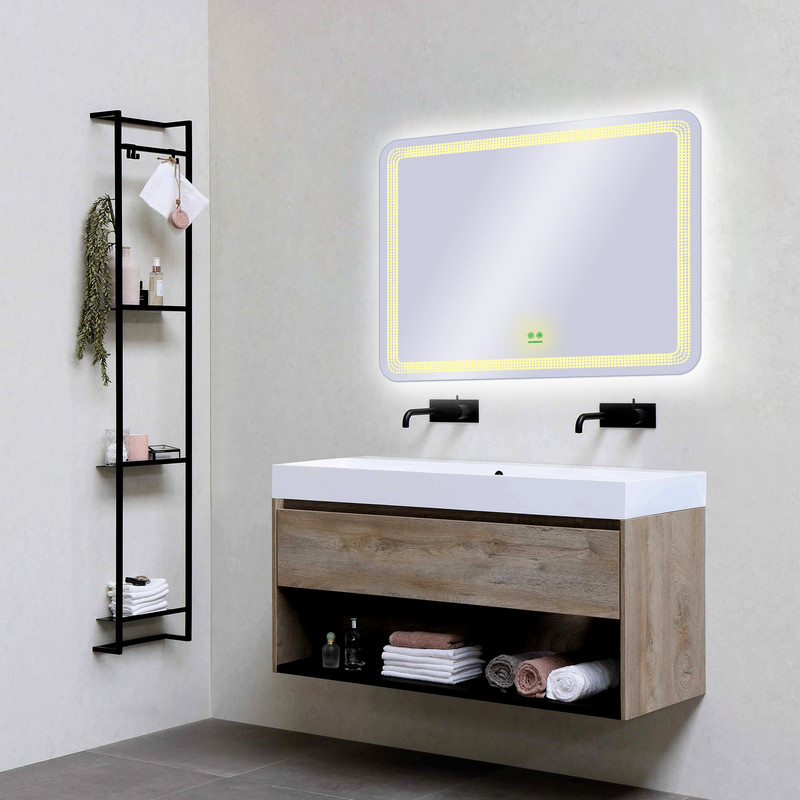 آینه گلسموند مدل مستطیل آرایشی بک لایت هوشمند کد HLBSM