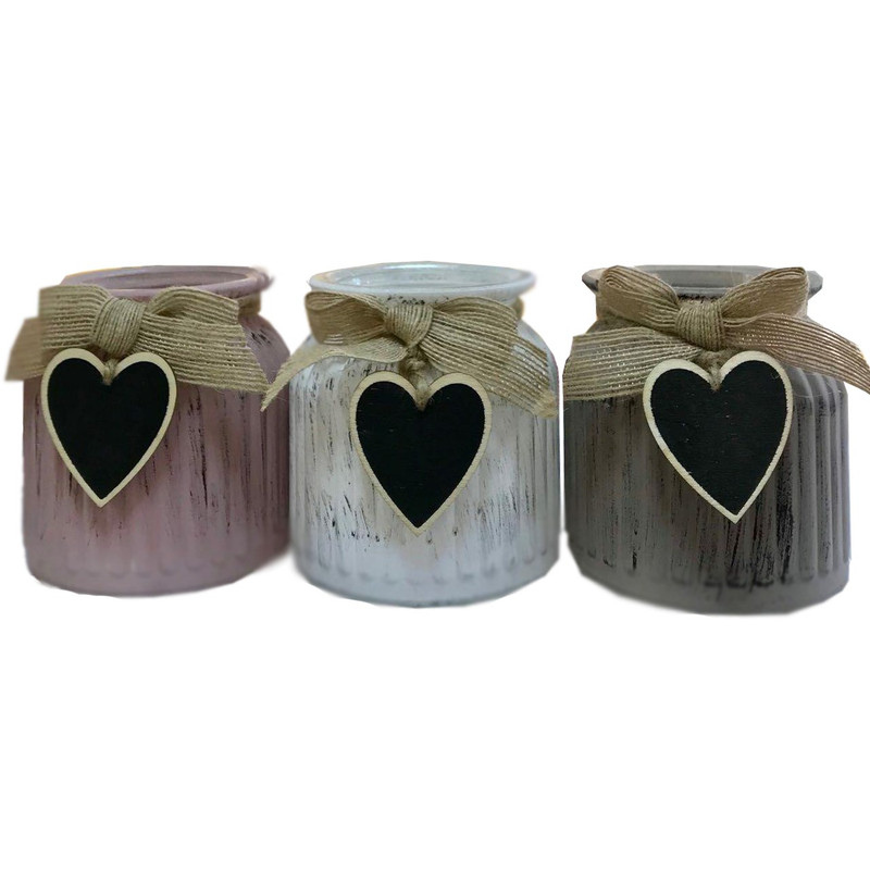 گلدان فانتزی خانه سفید طرح راه راه کد 08 مجموعه 3 تایی