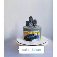کیک تولد پسرانه با چاپ خوراکی و فوندانت 