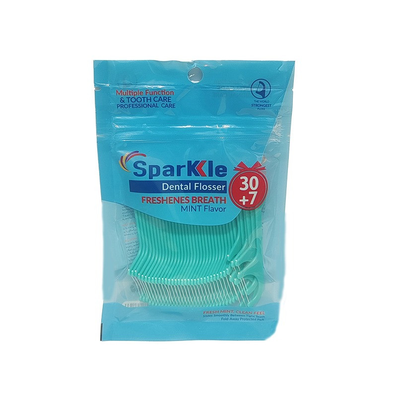 خرید و قیمت نخ دندان اسپارکل مدل کمانی بسته 37 عددی