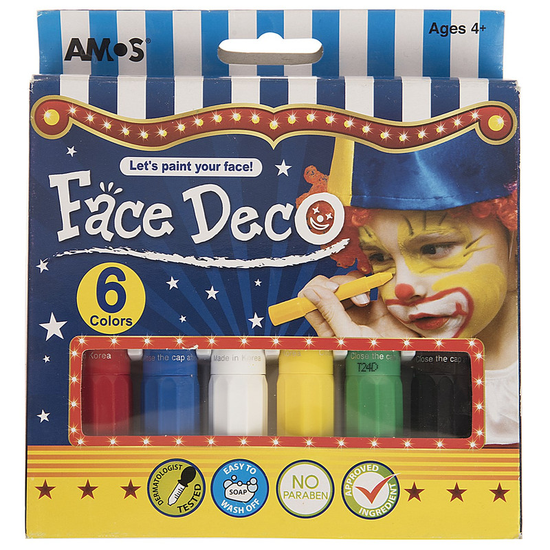 پاستل گریم 6 رنگ آموس مدل Face Deco