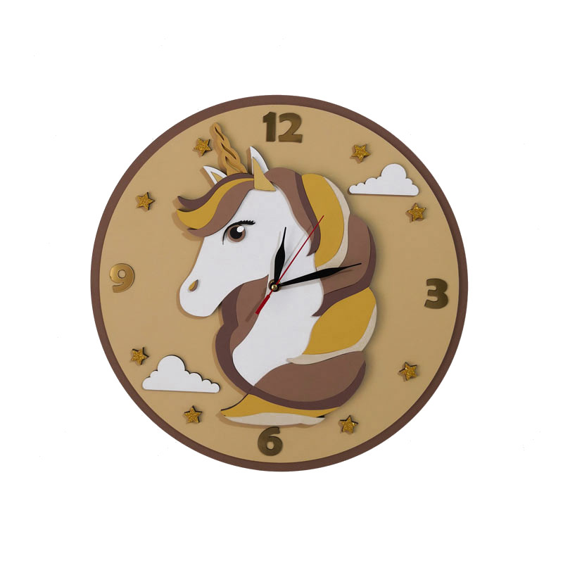 ساعت دیواری کودک طرح یونیکورن مدل MC053Nude