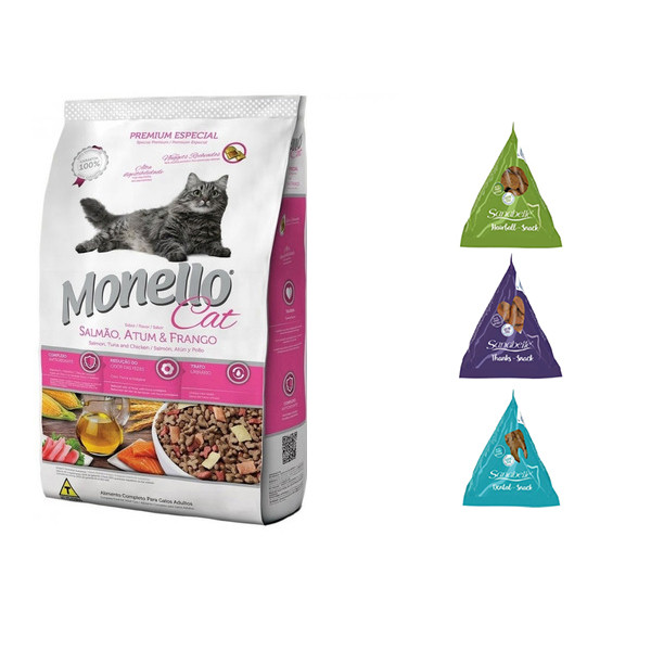 غذای خشک گربه مونلو مدل CAT Salmon &Tuna وزن 1 کیلوگرم به همراه تشویقی