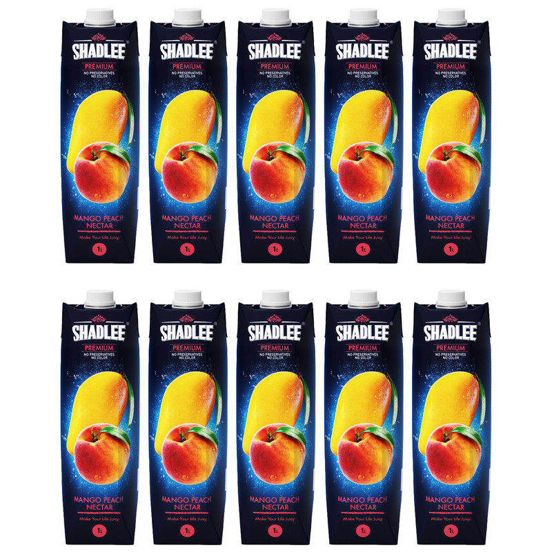 نکتار انبه و هلو شادلی - 1 لیتر بسته 10 عددی