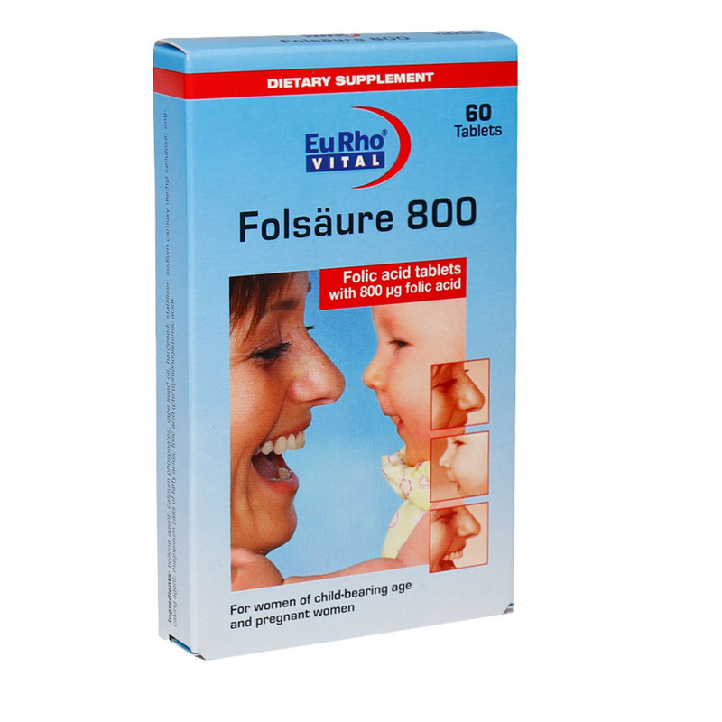 خرید و قیمت کپسول فولیک اسید 800 یوروویتال بسته 60 عددی