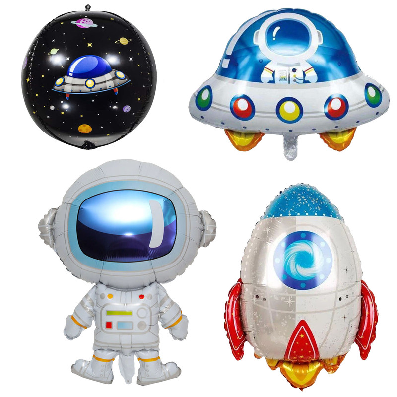 بادکنک فویلی مدل موشک و سفینه فضانورد در کهکشان کد DB20 مجموعه 4 عددی