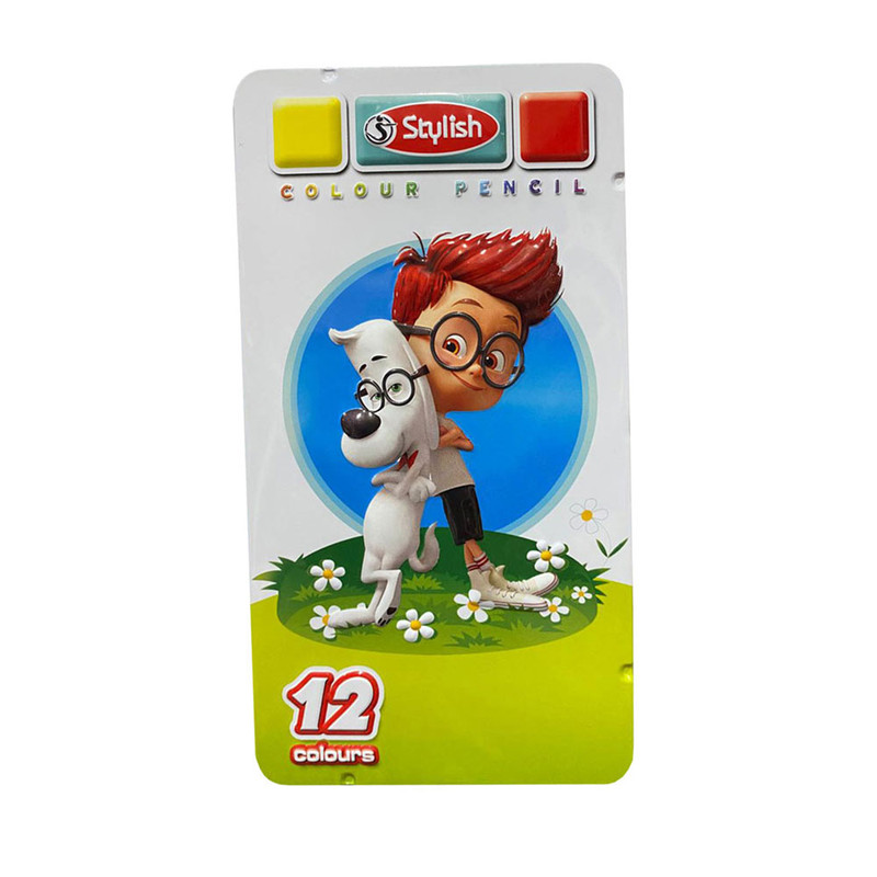 مداد رنگی 12 رنگ استایلیش مدل پسر بچه و سگ کد 08