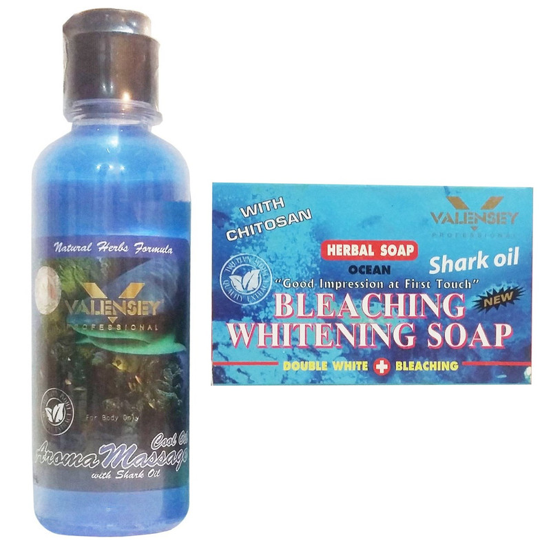 خرید و قیمت پک روشن کننده و نرم کننده صابون و روغن بدن کوسه ماهی والنسی مدل Shark Oil مقدار 300 گرم