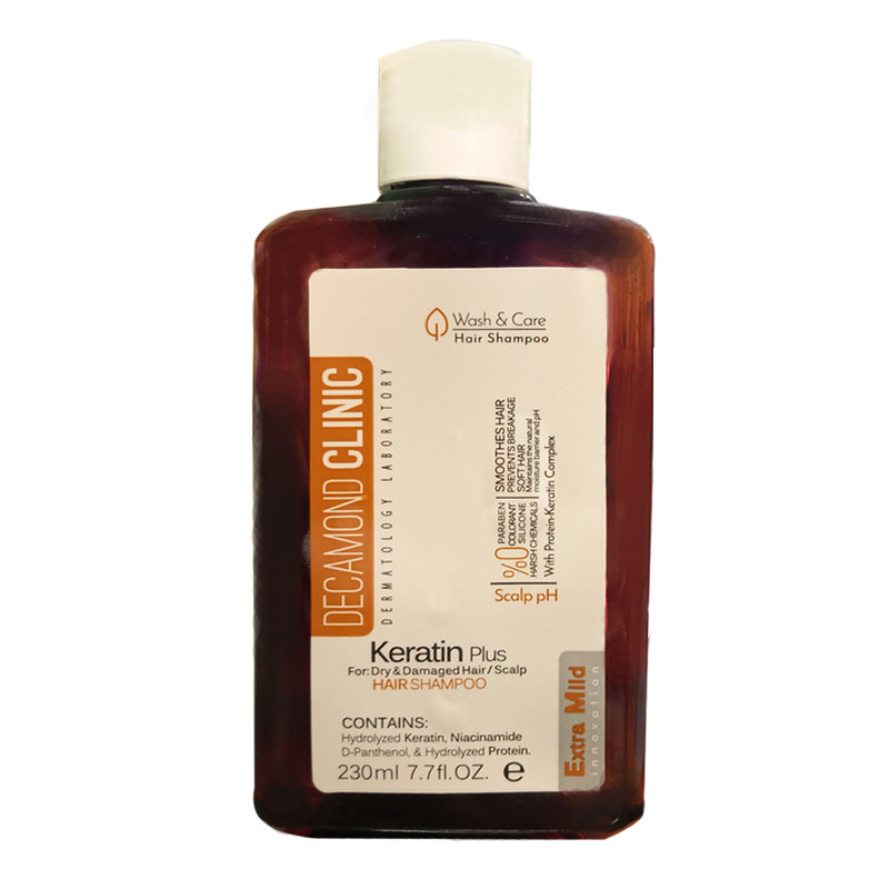 شامپو تقویت کننده و ترمیم کننده مو دکاموند کلینیک مدل کراتین پلاس حجم 210 میلی لیتر