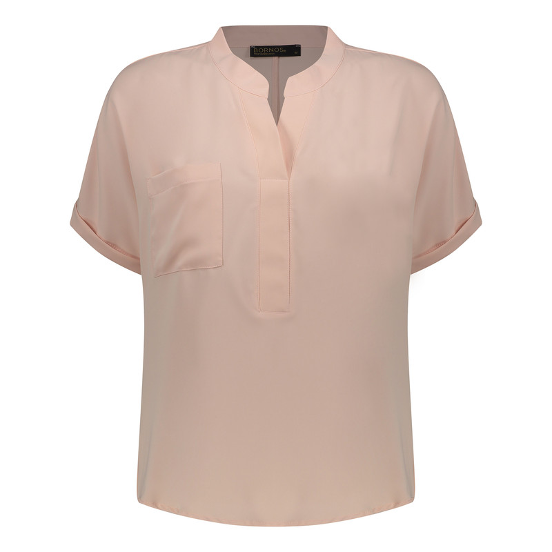 بلوز آستین کوتاه زنانه برنس مدل ملودی رنگ گلبهی