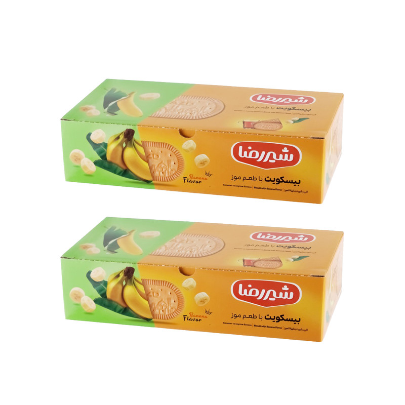 بیسکویت با طعم موز شیررضا - 530 گرم بسته 2 عددی