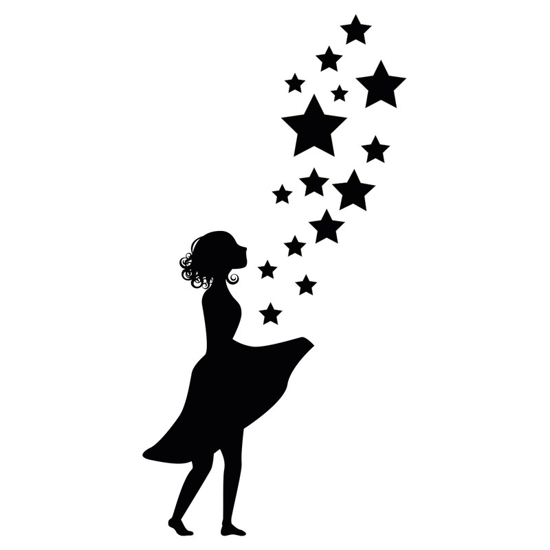 استیکر دیواری باروچین مدل دختر و ستاره کد 4105