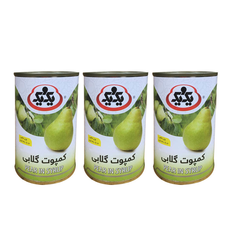 کمپوت گلابی یک و یک - 420 گرم بسته 3 عددی