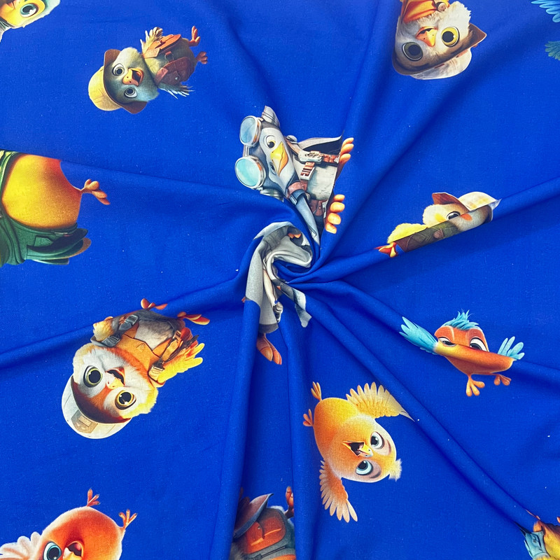 پارچه ملحفه ویکتوریا مدل عروسکی کارتونی طرح شهر پرندگان کد 01