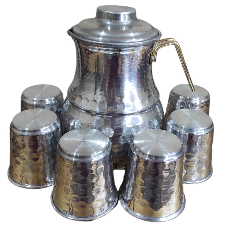 سرویس پارچ و لیوان 7 پارچه مدل چکشی