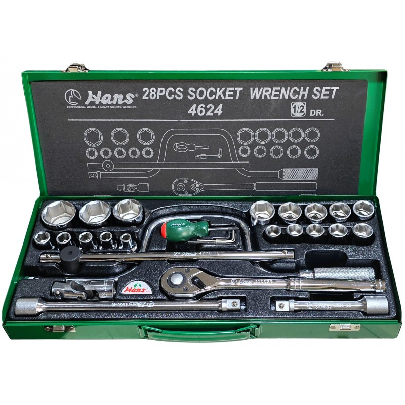 خرید و قیمت پ آچار بکس هنس مدل 4624-6MT مجموعه 28 عددی