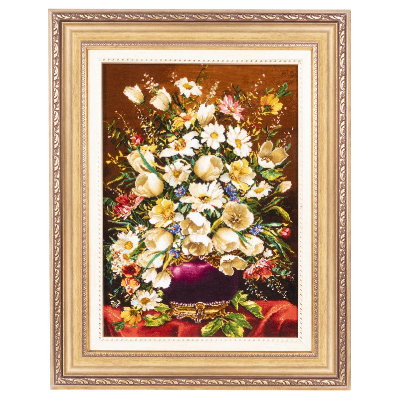 تابلو فرش دستباف سی پرشیا مدل گل لاله در گلدان کد 903689