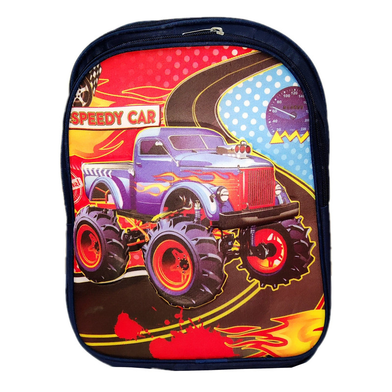 کوله پشتی مدل سه زیپ طرح ماشین مسابقه
