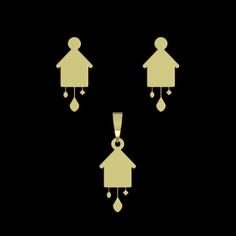 نیم ست طلا 18 عیار زنانه مدوپد مدل خانه کد NA10308