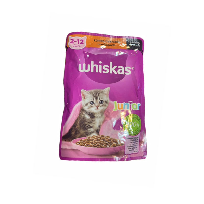پوچ گربه ویسکاس مدل جونیور طعم مرغ وزن 85 گرم