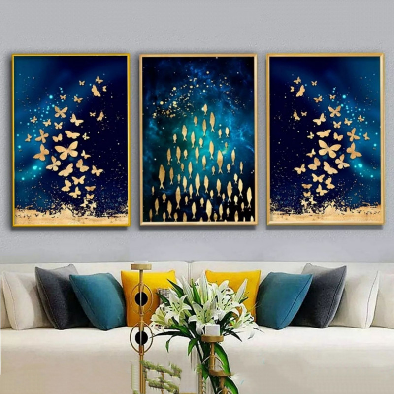 خرید و قیمت تابلو مدل دکوراتیو کد 4060 مجموعه 3 عددی