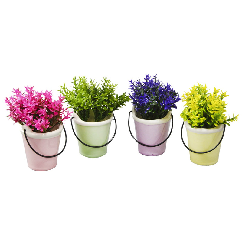 خرید و قیمت گلدان به همراه گل مصنوعی شیانچی طرح درختچه مجموعه 4 عددی