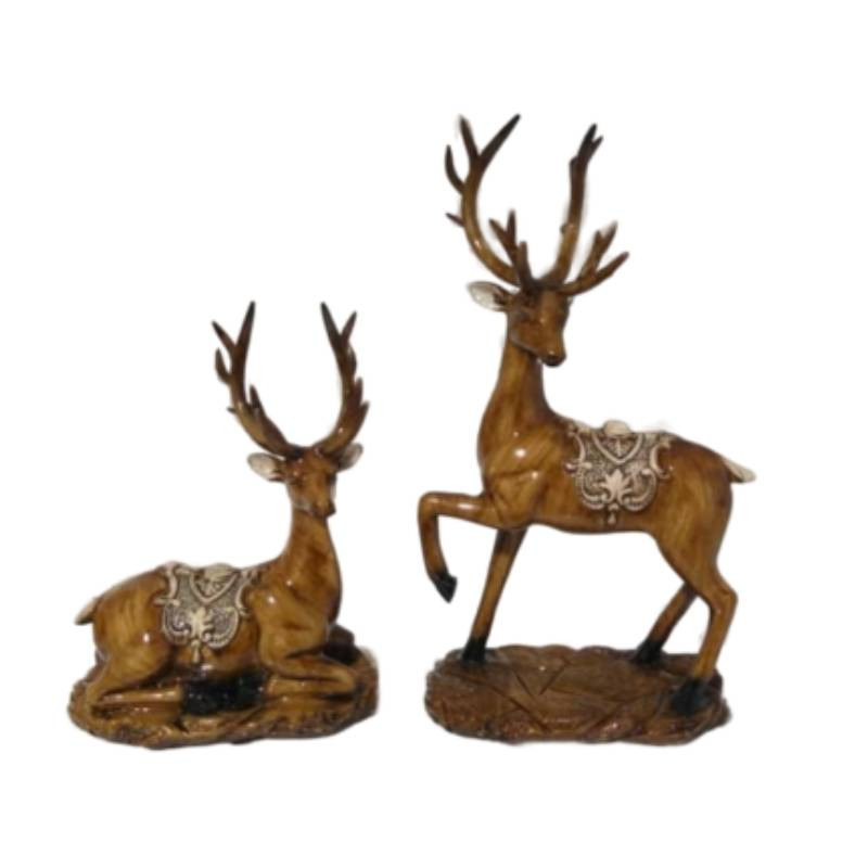 خرید و قیمت مجسمه دنیا دکوری سرمد مدل گوزن طرح چوبی کد 1 مجموعه 2 عددی