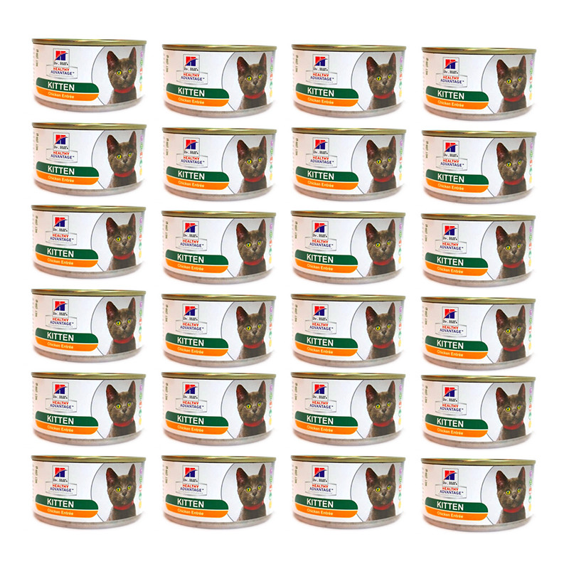 کنسرو غذای بچه گربه دکتر هیلز مدل کیتن مرغ وزن 220 گرم بسته 24 عددی
