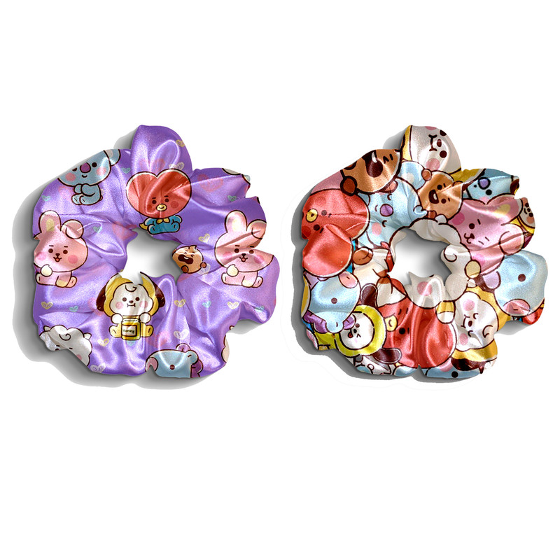 کش مو زنانه مدل عروسکی طرح کی پاپ کره ای بسته 2 عددی