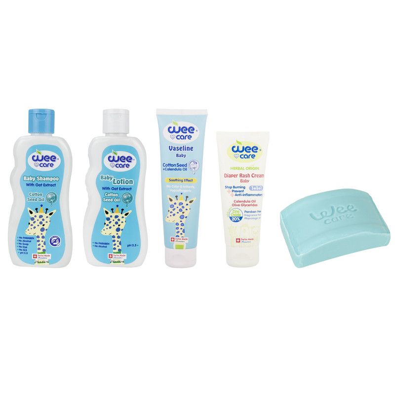 ست بهداشتی کودک وی کر مدل عصاره جو و روغن پنبه دانه مجموعه 5 عددی