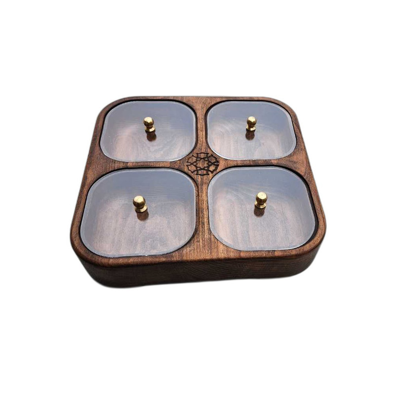 ظرف سرو چوبی گردوچ مدل ونوشه کد DK - 3314