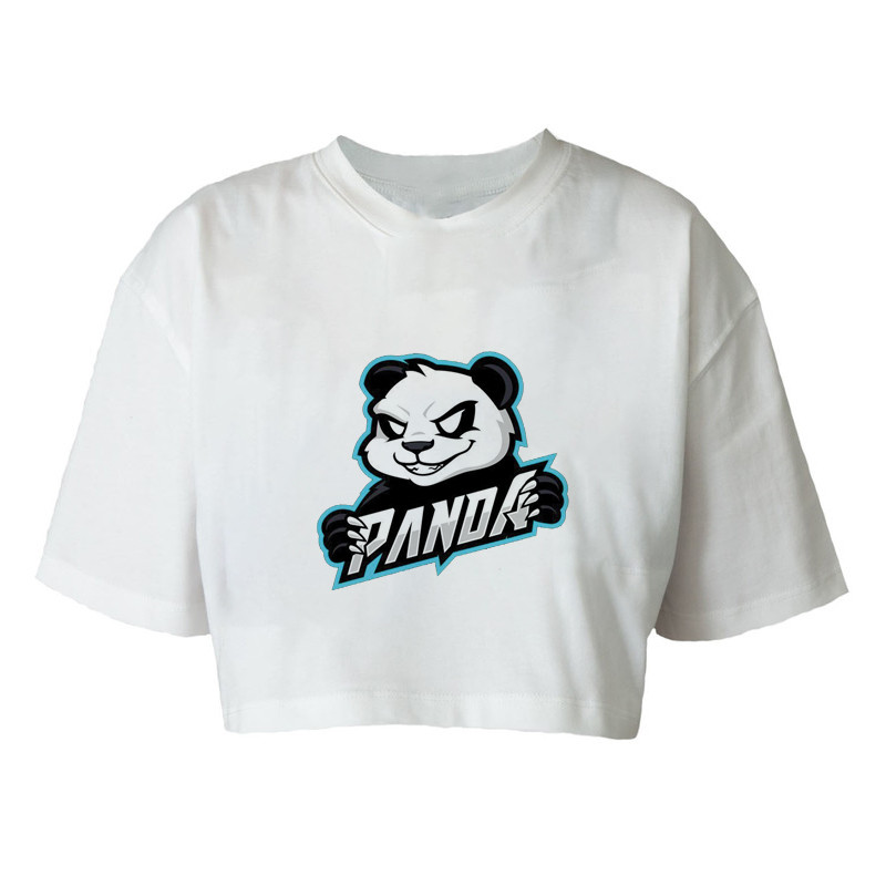 کراپتی شرت آستین کوتاه زنانه مدل k 153 طرح پاندا