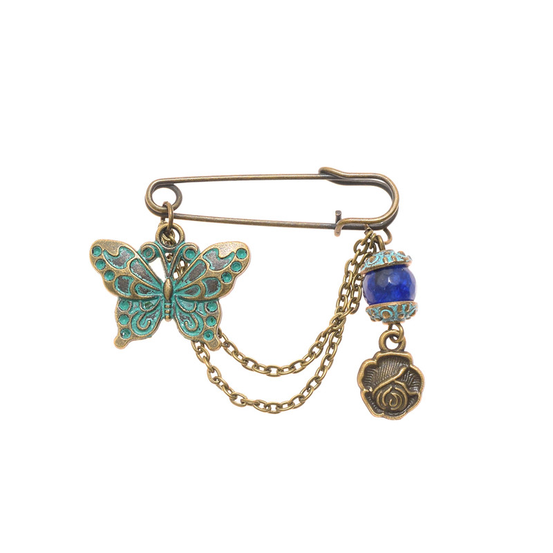 سنجاق سینه زنانه دلنار گالری مدل پروانه و رز کد 02