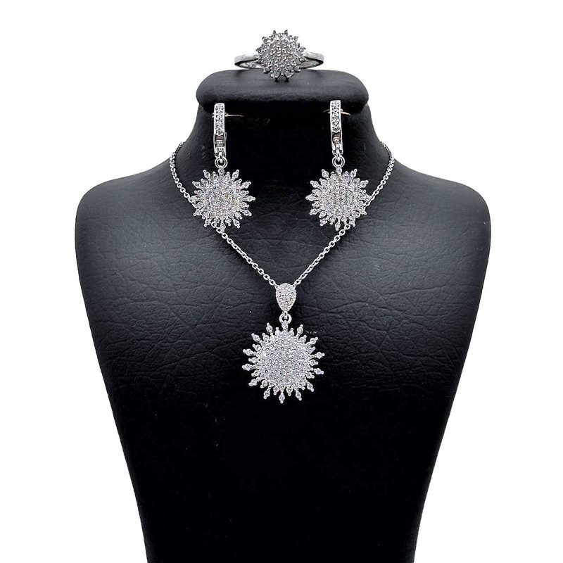 نیم ست نقره زنانه مدل خورشید کد 0134