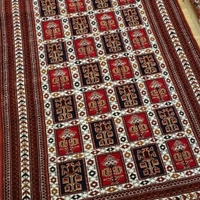 قالیچه دستباف ترکمن اعلا، 3 متری، طرح خشتی یا گلدانی، ارسال رایگان، پشم