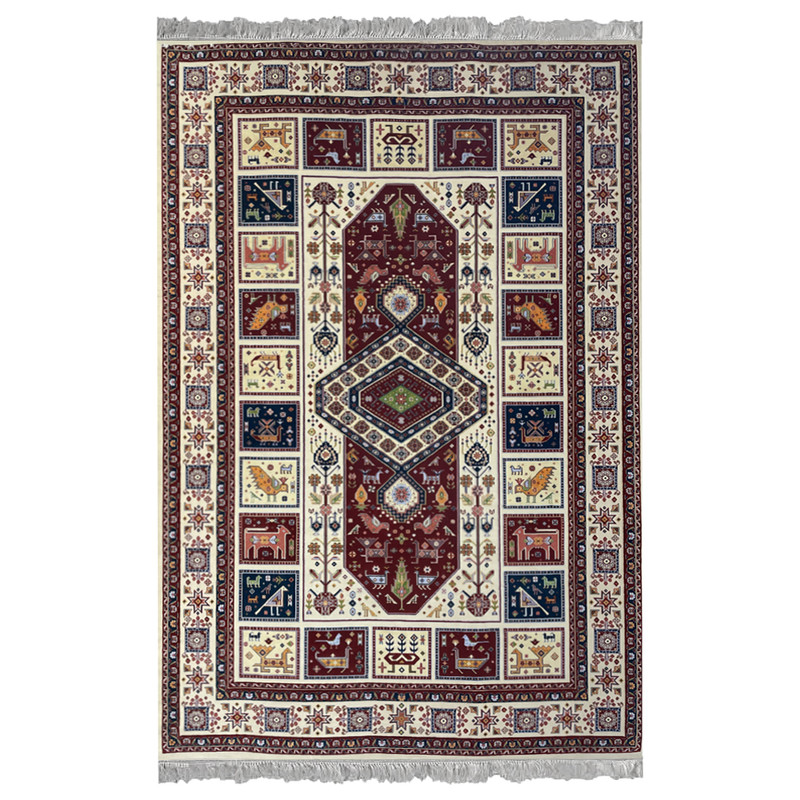 خرید و قیمت فرش ماشینی فرش عرش طرح الیما زمینه کرم