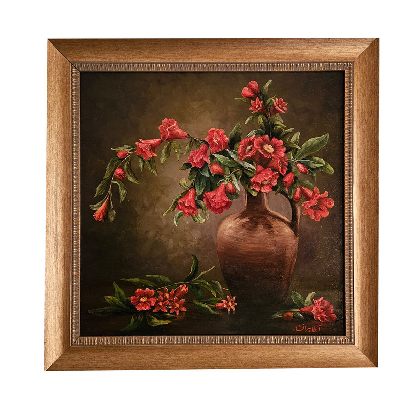 تابلو نقاشی طرح گل انار