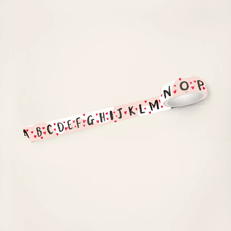 چسب نواری مریخ مدل واشی alphabet عرض 1.5 سانتی متر