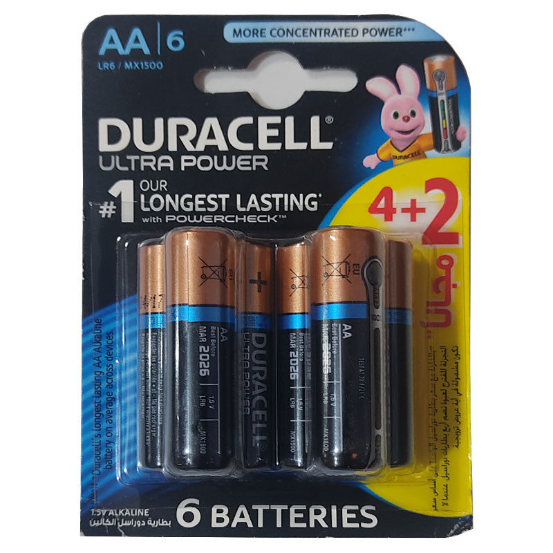 خرید و قیمت باتری قلمی دوراسل مدل ULTRA POWER-LR6 بسته شش عددی