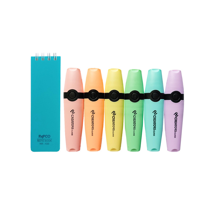 خرید و قیمت ماژیک علامت گذار کریتورز کلاس مدل لومو طرح پاستلی به همراه دفتر یادداشت بسته 7 عددی