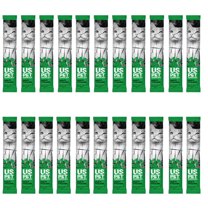 بستنی گربه یو اس پت مدل مولتی ویتامین طعم گوشت گوساله وزن 20 گرم مجموعه 22 عددی
