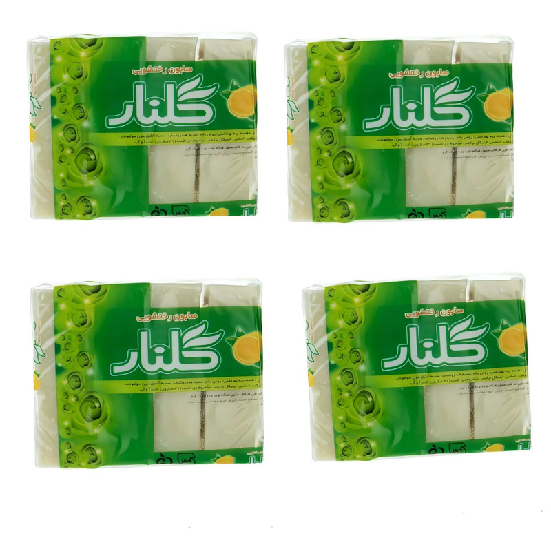 صابون لباسشویی گلنار مدل لیمو وزن 640 گرم بسته 4 عددی