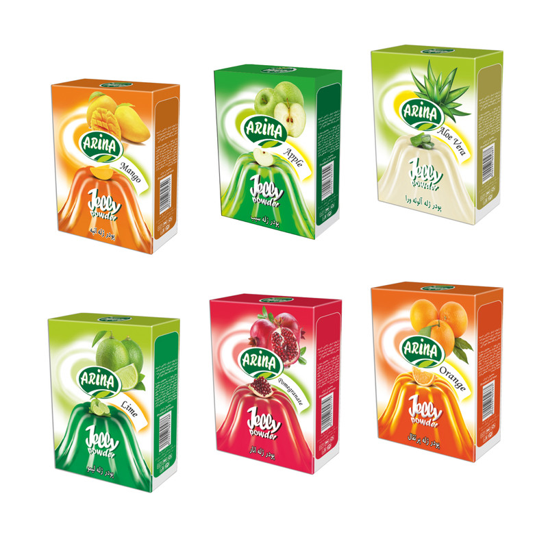 خرید و قیمت پودر ژله آرینا - 100 گرم مجموعه 6 عددی