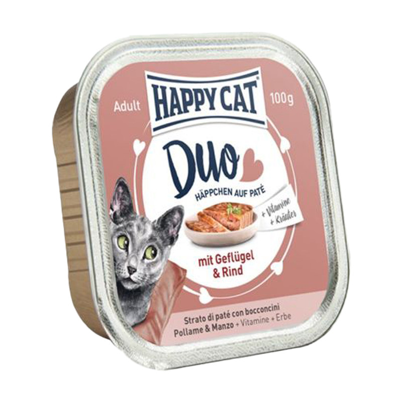 کنسرو گربه هپی کت مدل گوشت گوساله و مرغ وزن 100 گرم