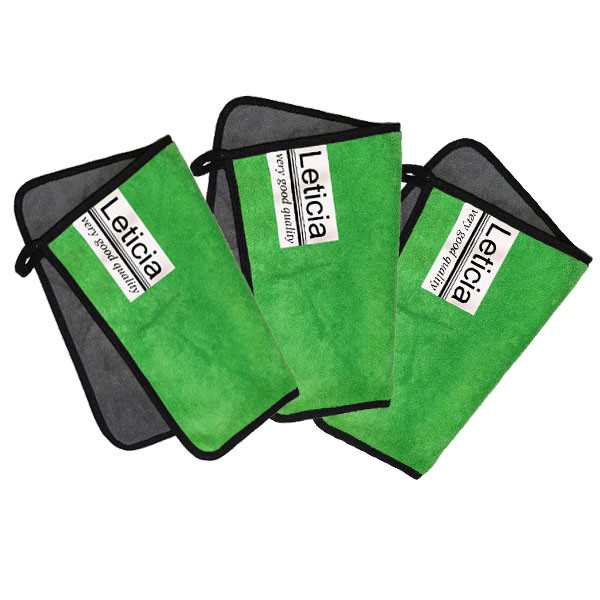 دستمال نظافت خودرو لتیسیا مدل سوپر میکروفایبر کد T-520007 بسته 3 عددی