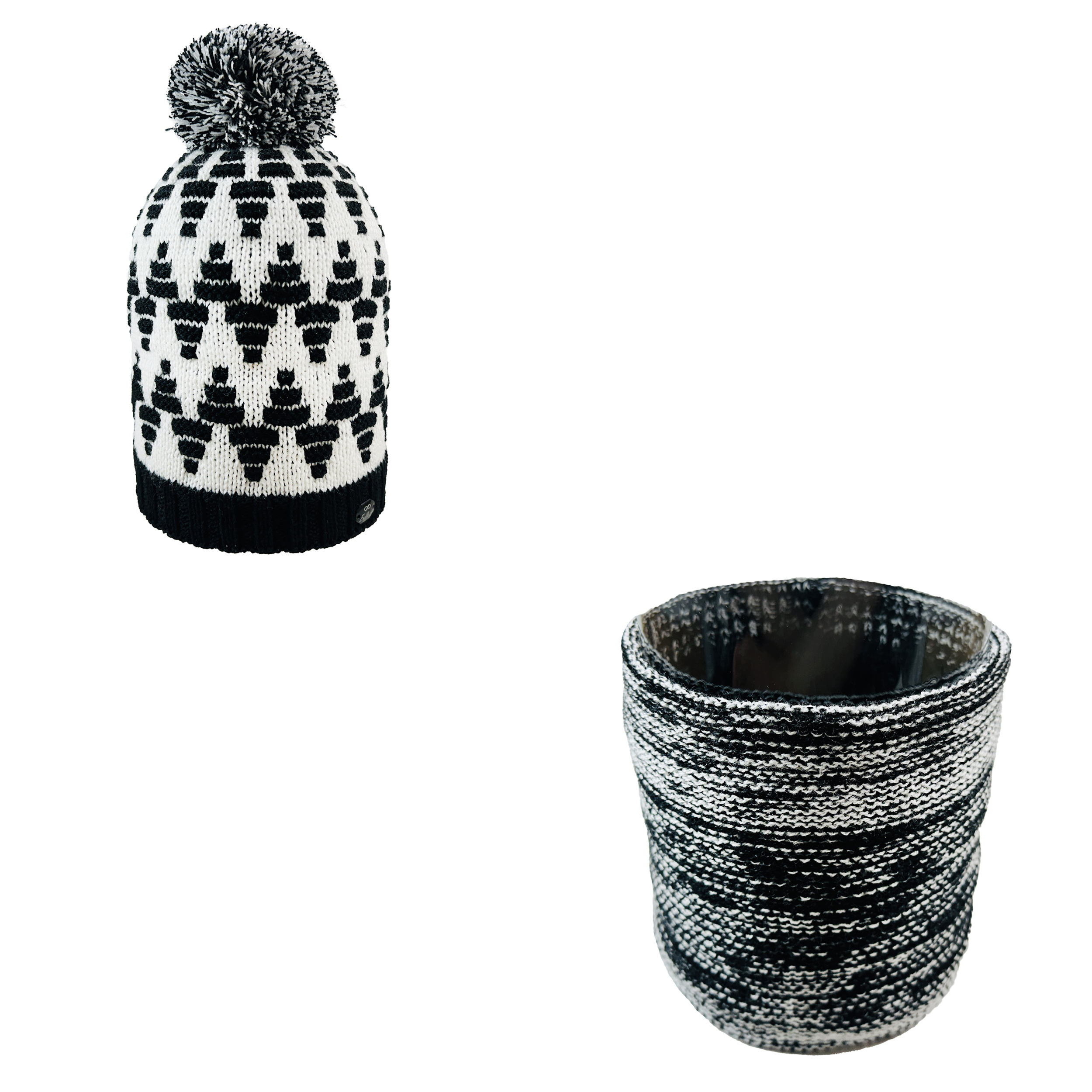 ست کلاه و شال گردن بافتنی زنانه اندلس مدل 70046 رنگ مشکی