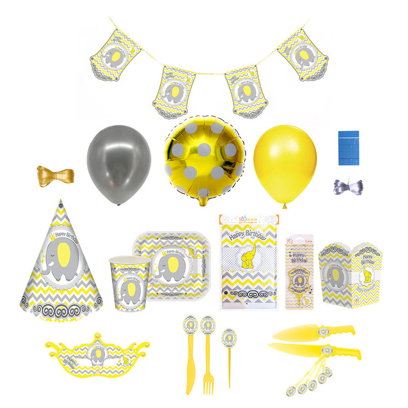 مجموعه 116 عددی تم تولد سورساتان طرح فیل کوچولو