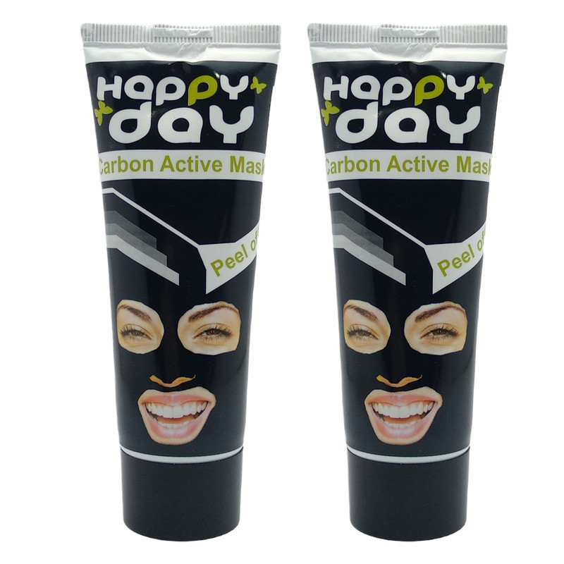 ماسک صورت هپی دی مدل زغال حجم 75 میلی لیتر مجموعه 2 عددی