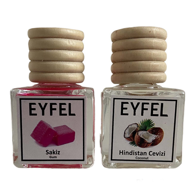 خوشبوکننده هوا خودرو ایفل مدل نارگیل و آدامس حجم 10 میلی لیتر بسته 2 عددی